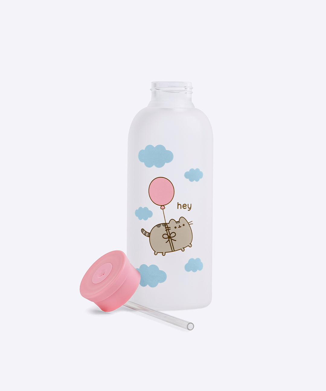 Pusheen Balloons Glass Water Bottle